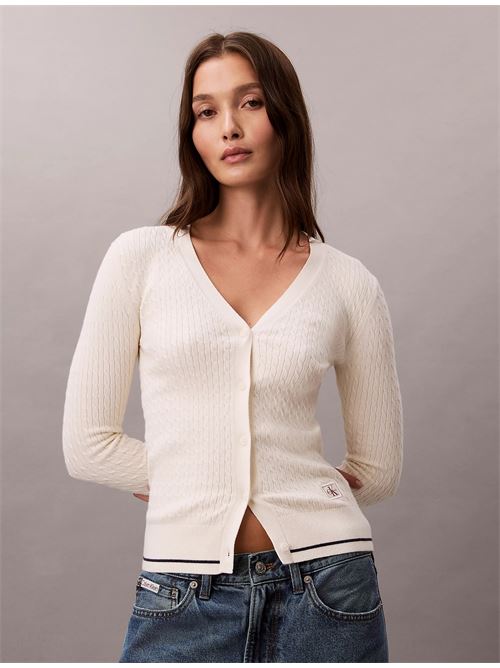 ls woven label cable cardigan CALVIN KLEIN JEANS | LV047F322GYAS